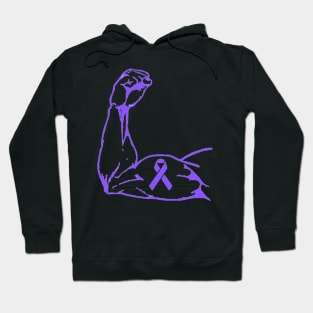 Flexing arm with Purple Awareness ribbon Hoodie